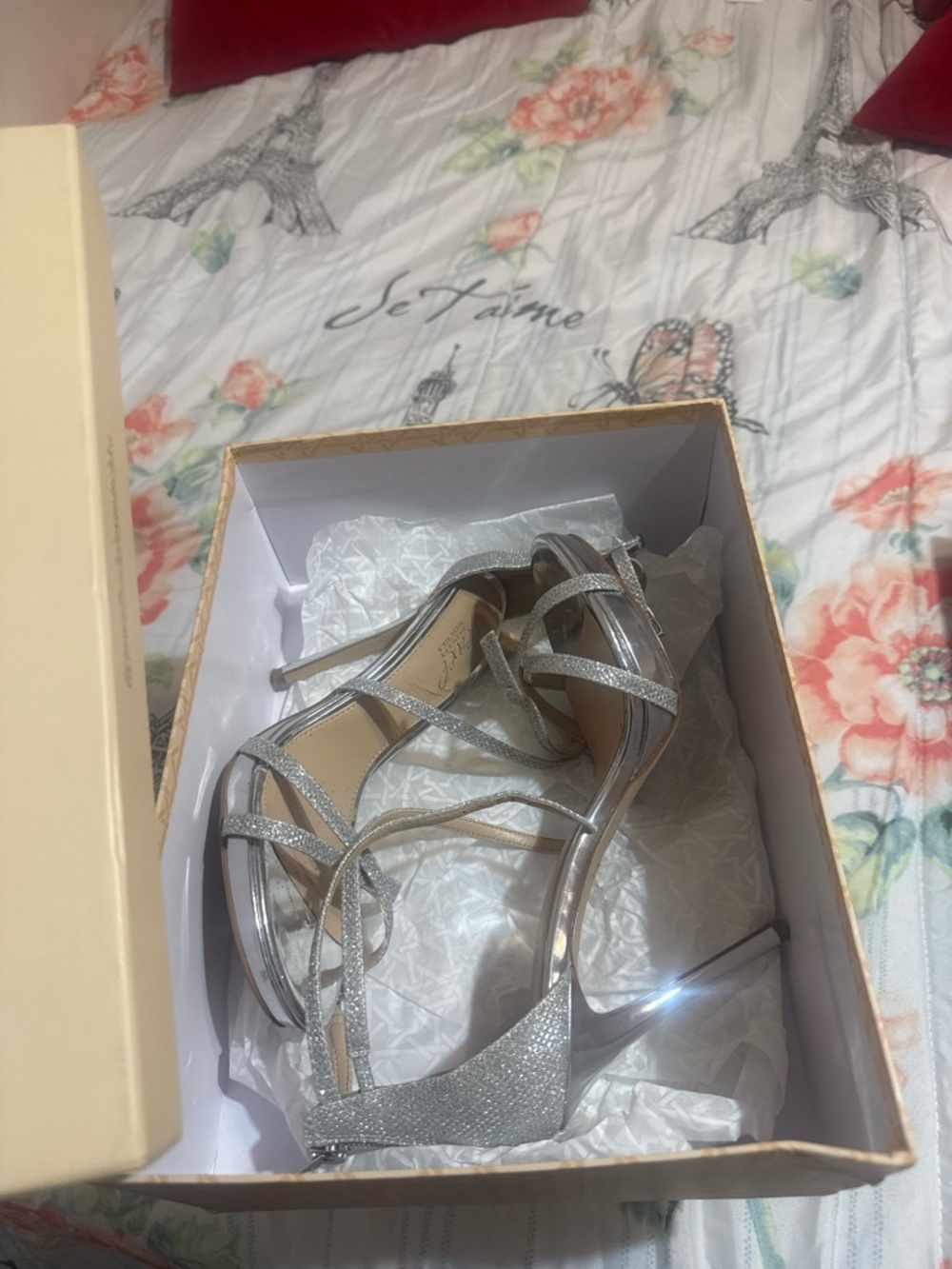 Brandy Melville Silver Glitter Strappy Heels